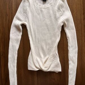 Elegant White Ribbed Knit Top